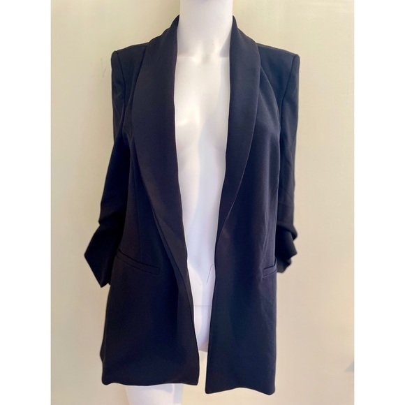 FashionNova “The Celine Blazer” Black Small Ruched Sleeves - Picture 1 of 10